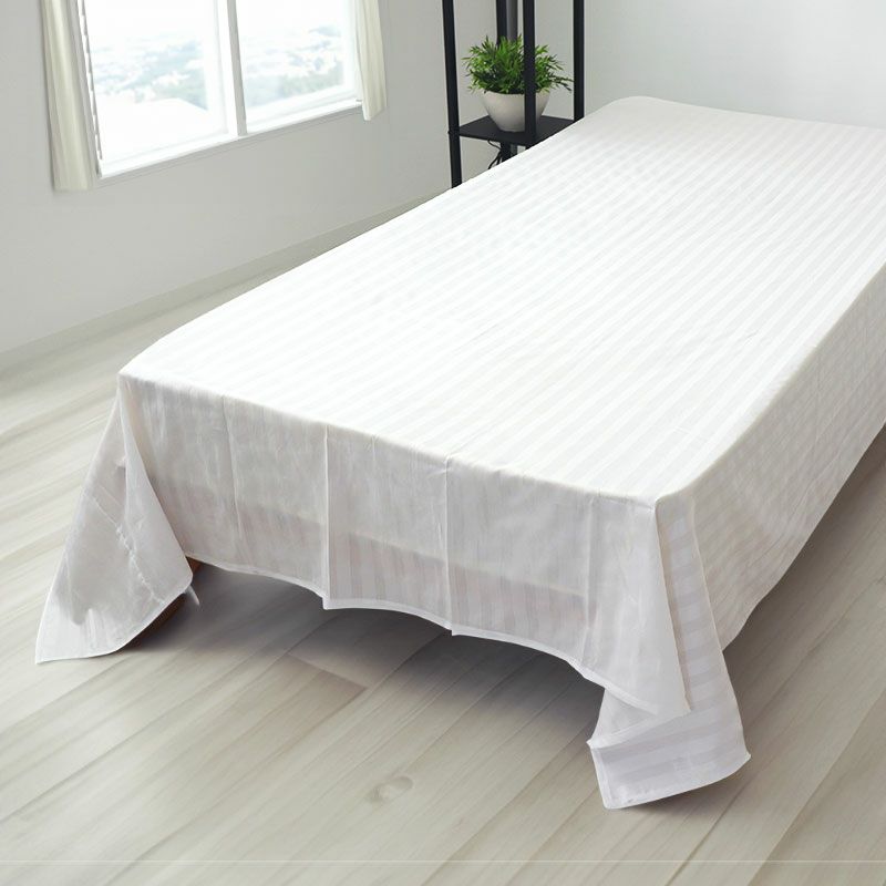 サテンストライプ　Rayフラットシーツ（マットレス用）クイーン・ワイドダブルサイズ