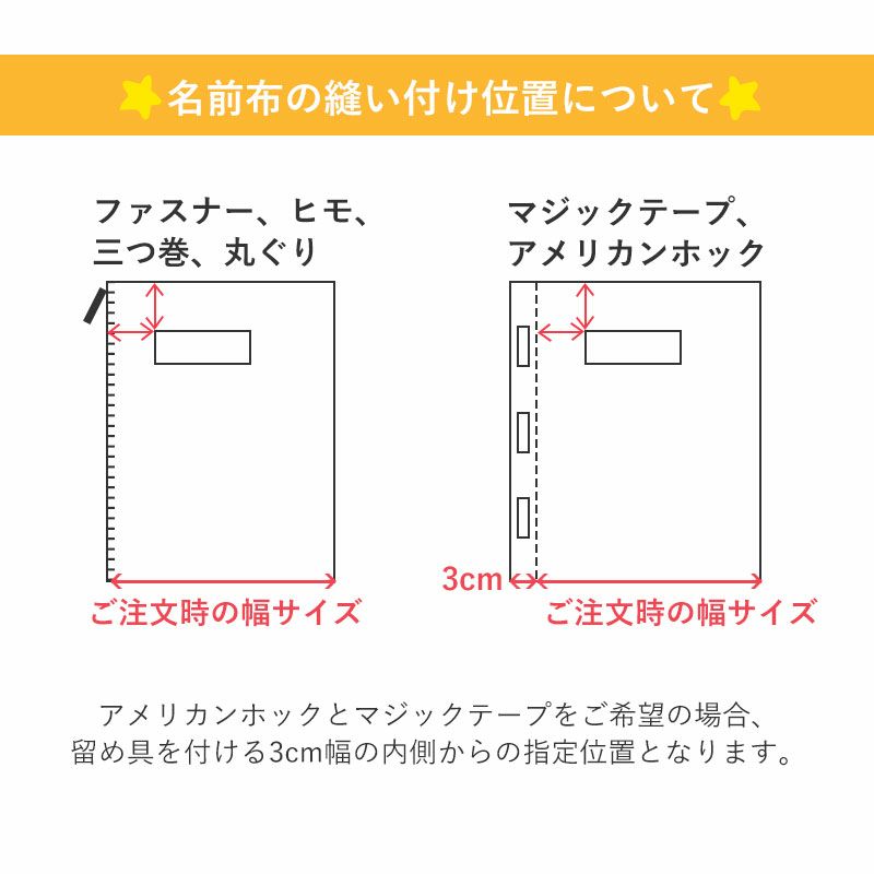 お昼寝毛布カバーの仕様：内寸サイズと名前布の縫い付け位置について