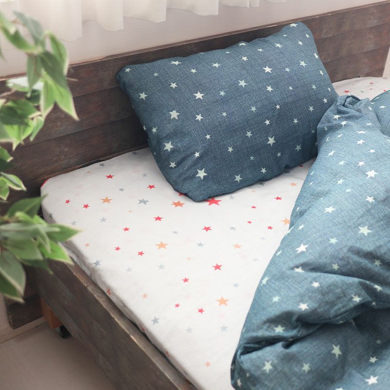 北欧キッズプリントダブルガーゼボックスシーツジュニア・セミシングルサイズ